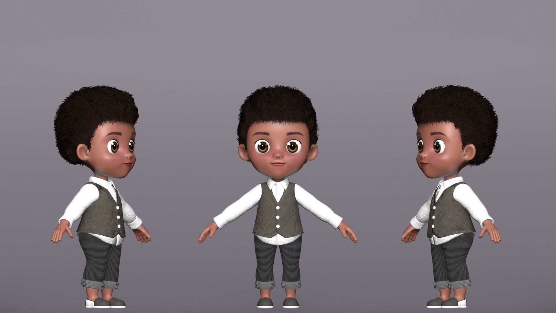 Niles Kid Cartoon 3D Character 3D model_3