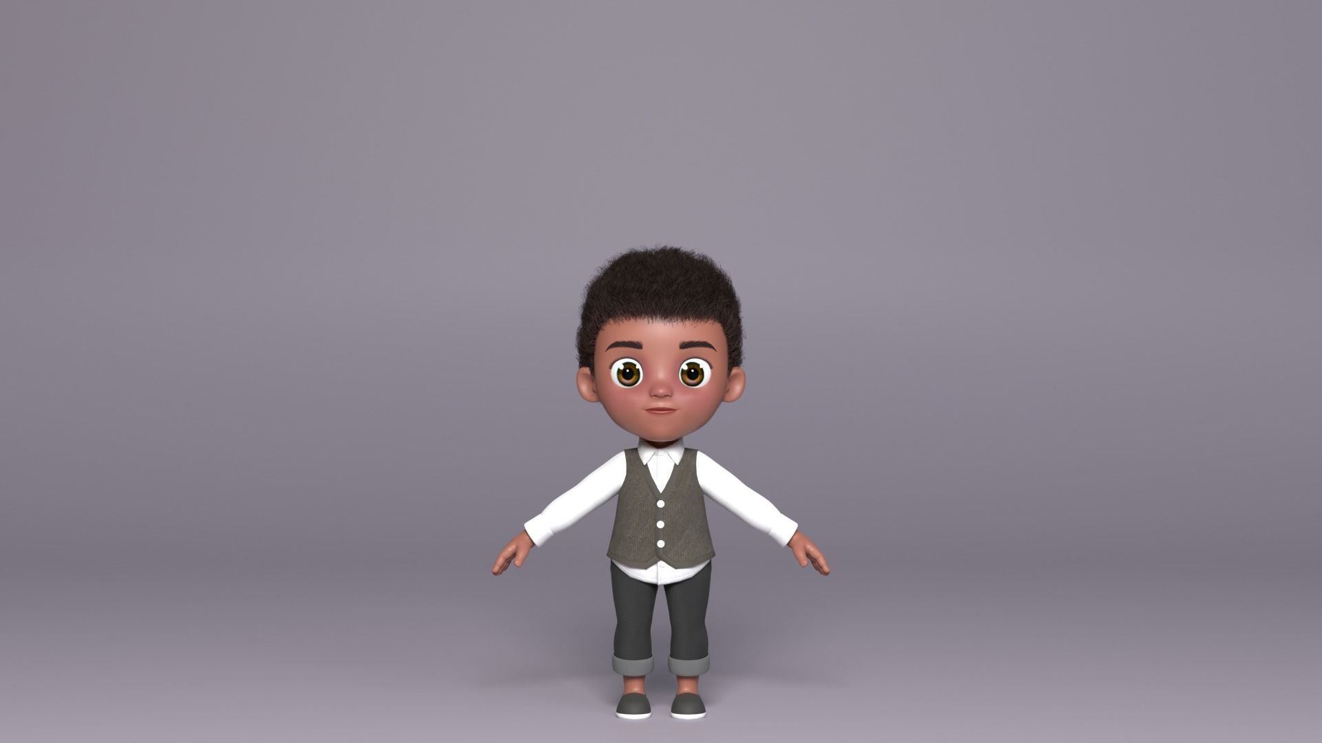 Niles Kid Cartoon 3D Character 3D model_5