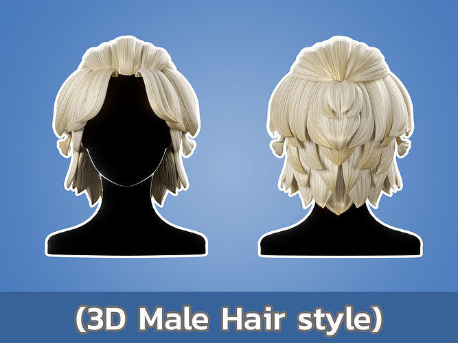3D Hair male 001 Low-poly 3D model