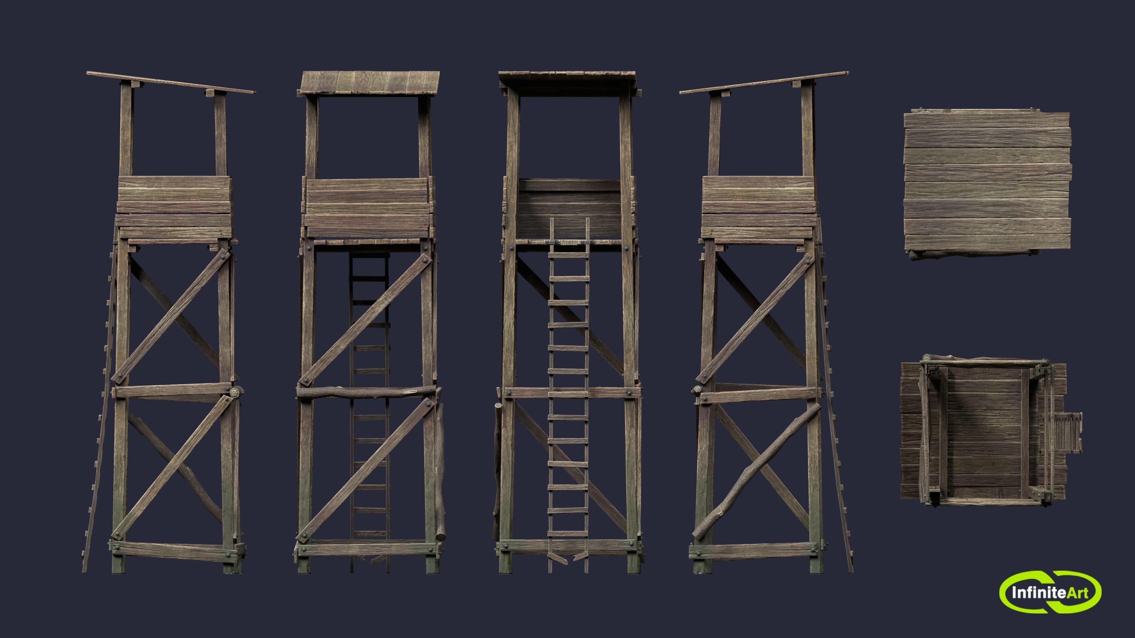 Observation tower Low-poly 3D model_4