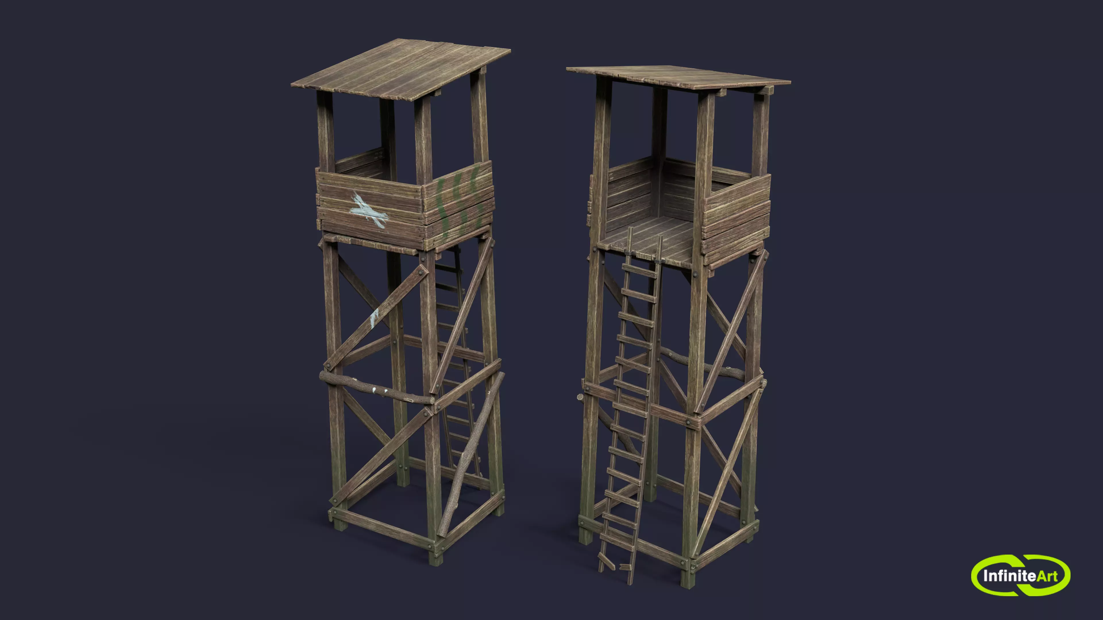 Observation tower Low-poly 3D model_0