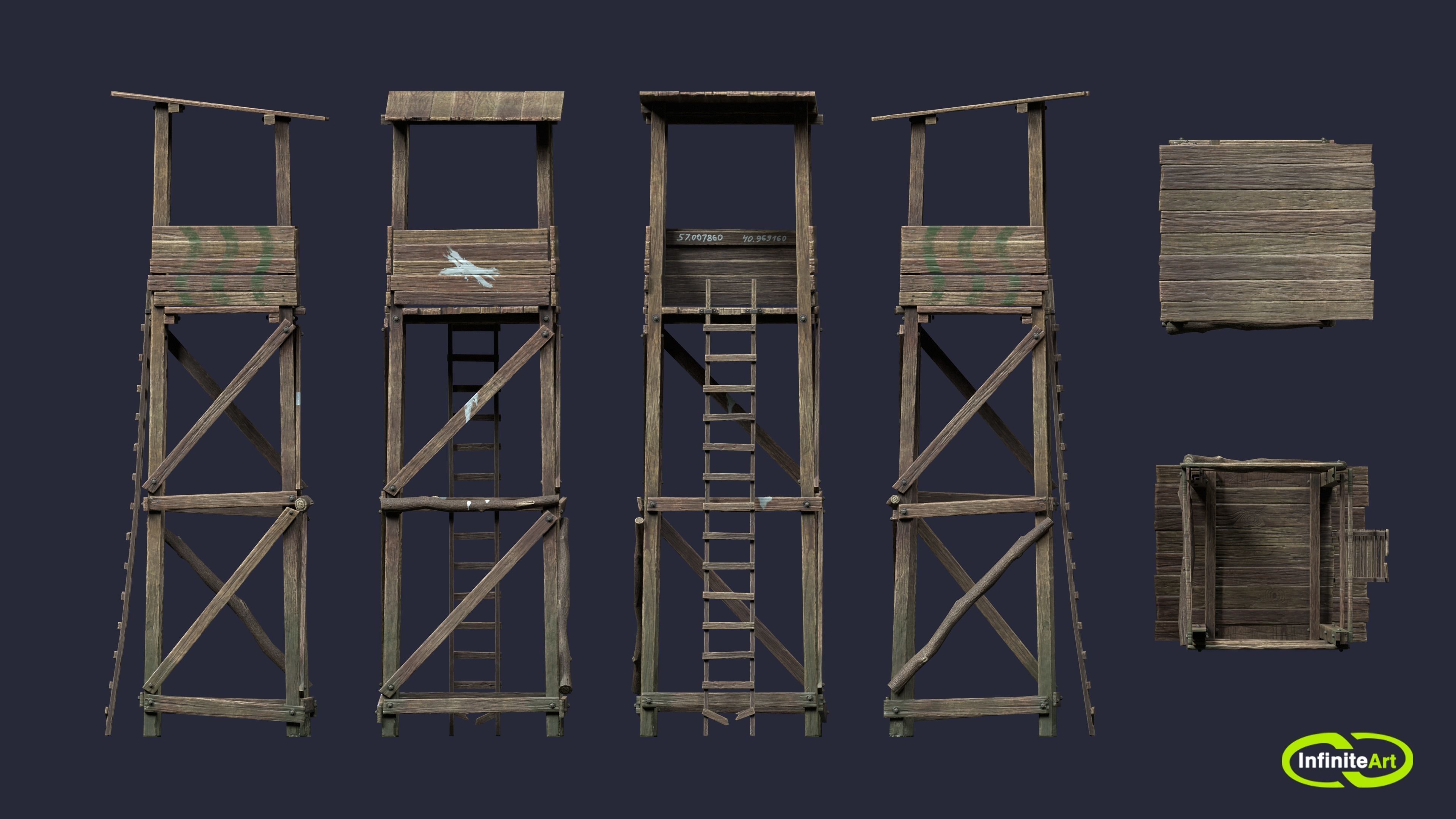 Observation tower Low-poly 3D model_5