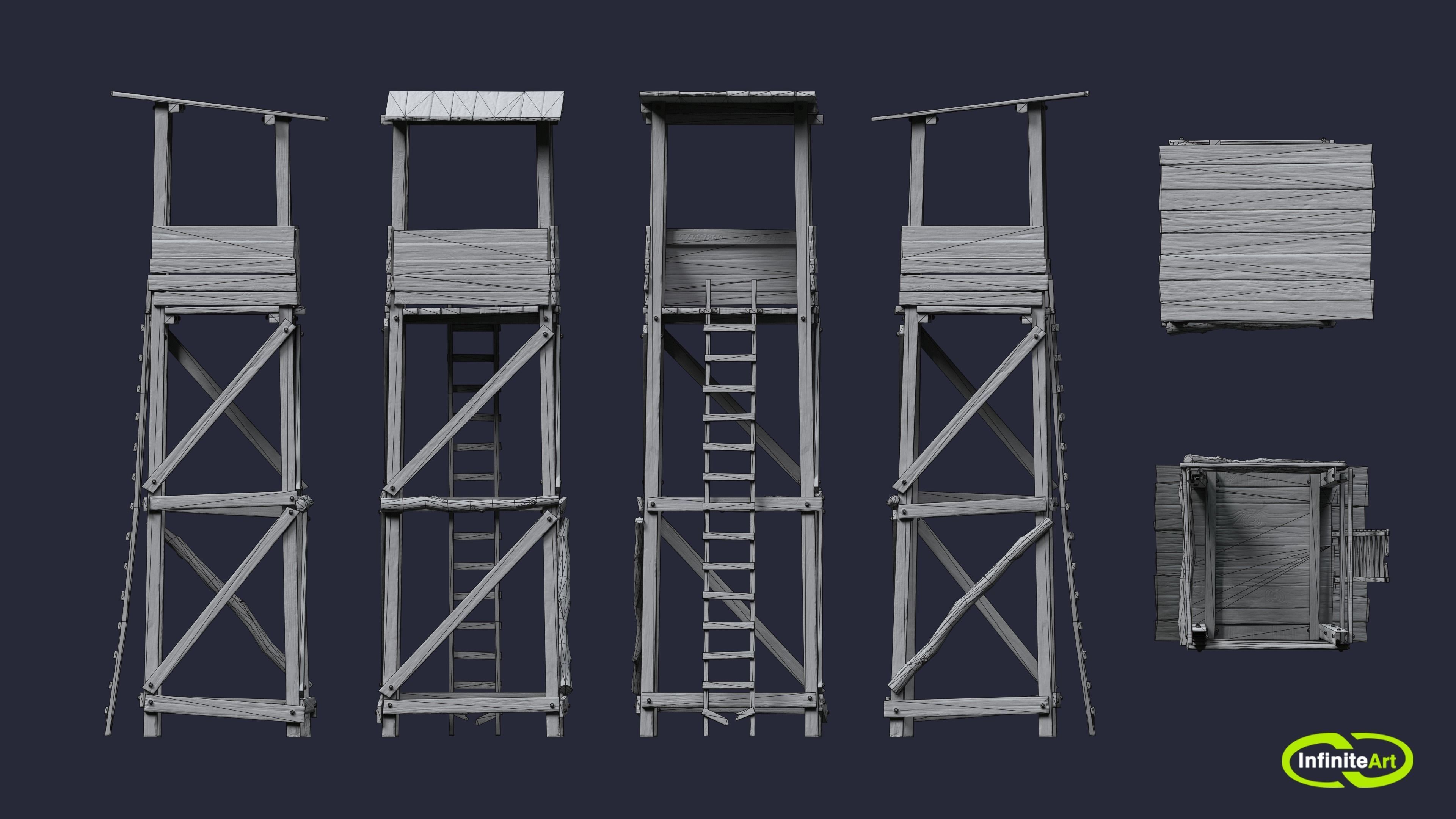 Observation tower Low-poly 3D model_7