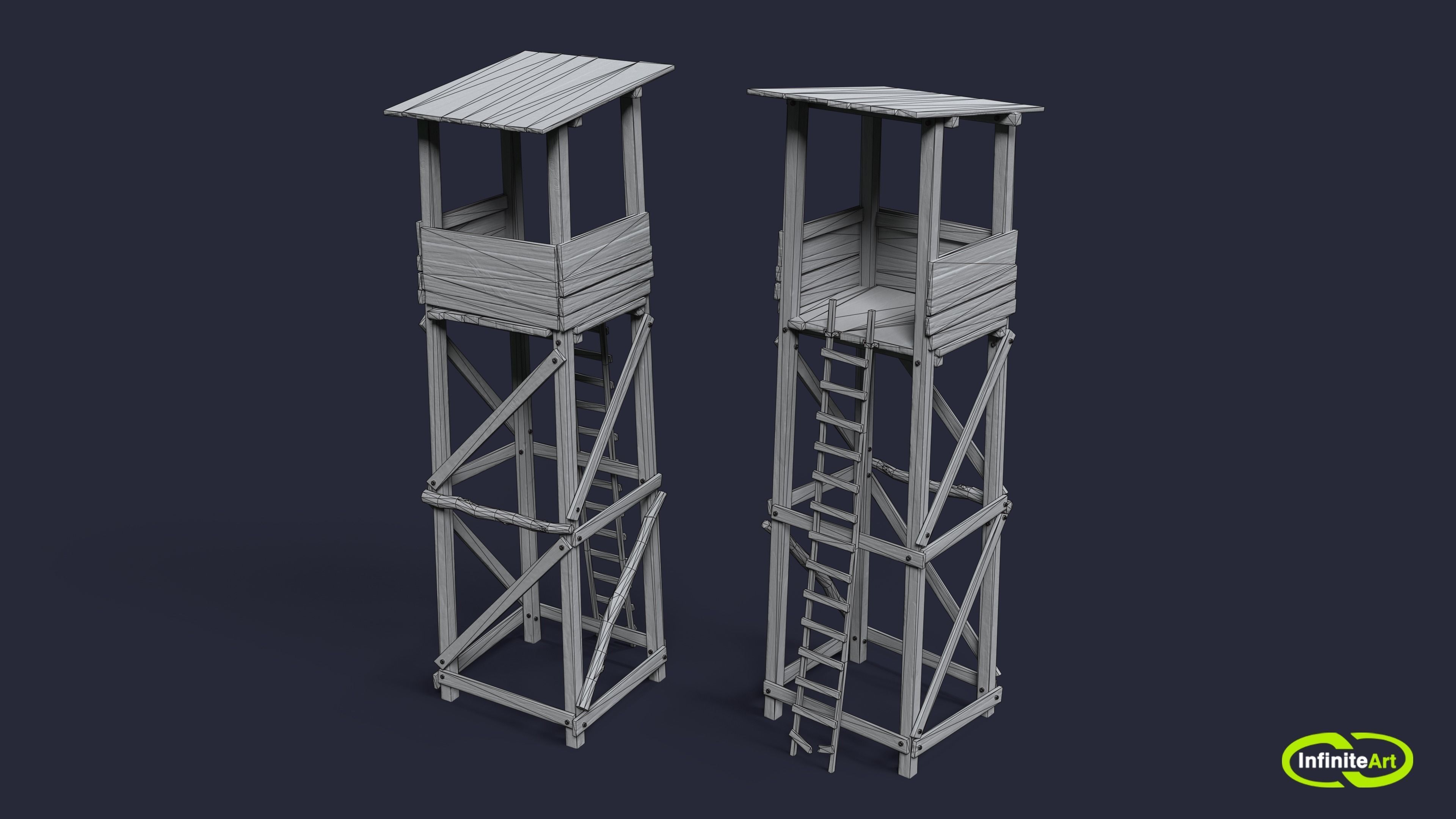 Observation tower Low-poly 3D model_3