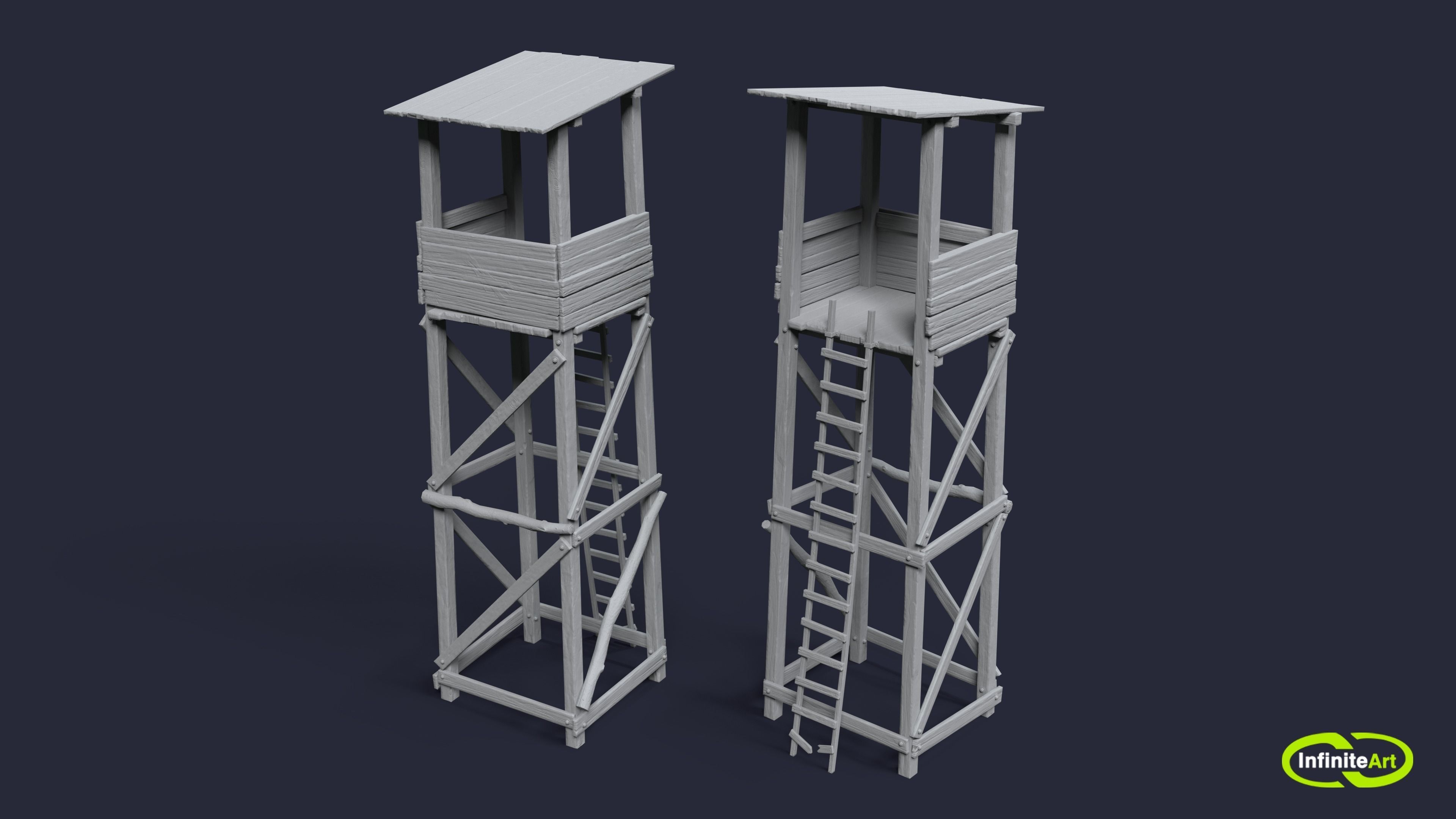 Observation tower Low-poly 3D model_2