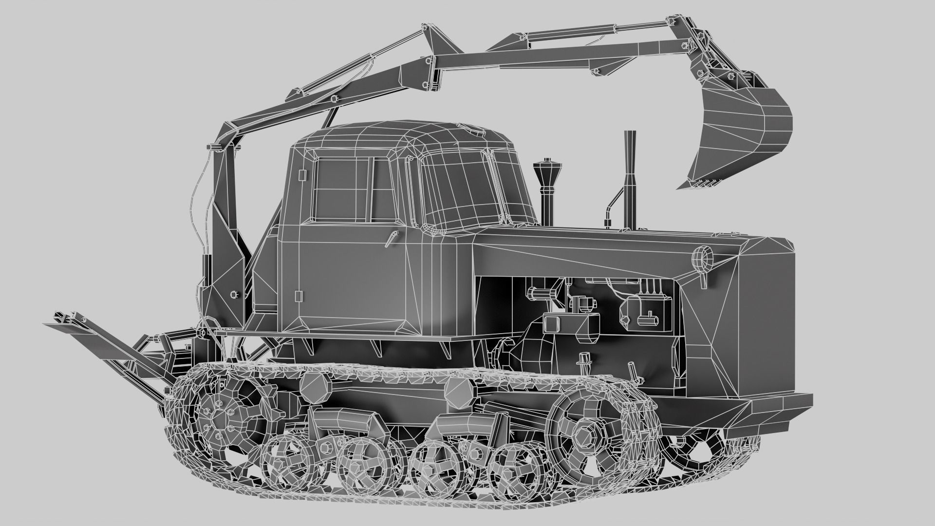 set of DT-75 rusted diesel tractor in 6 color variants iv7 Low-poly 3D model_55