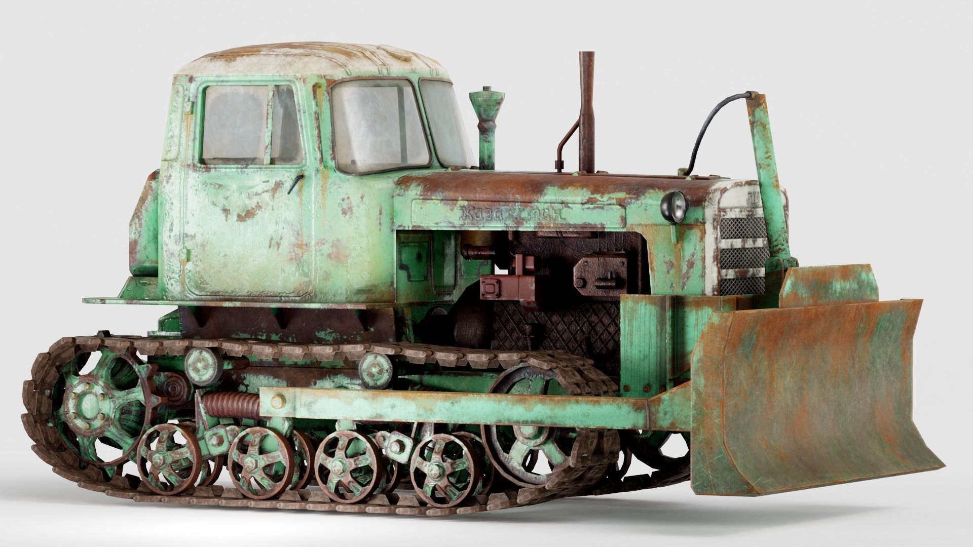 set of DT-75 rusted diesel tractor in 6 color variants iv7 Low-poly 3D model_43