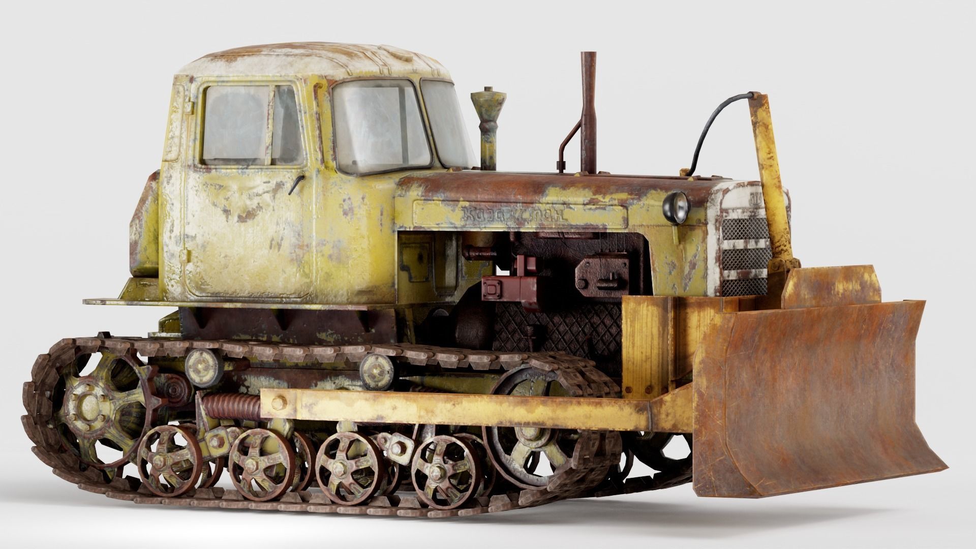 set of DT-75 rusted diesel tractor in 6 color variants iv7 Low-poly 3D model_46