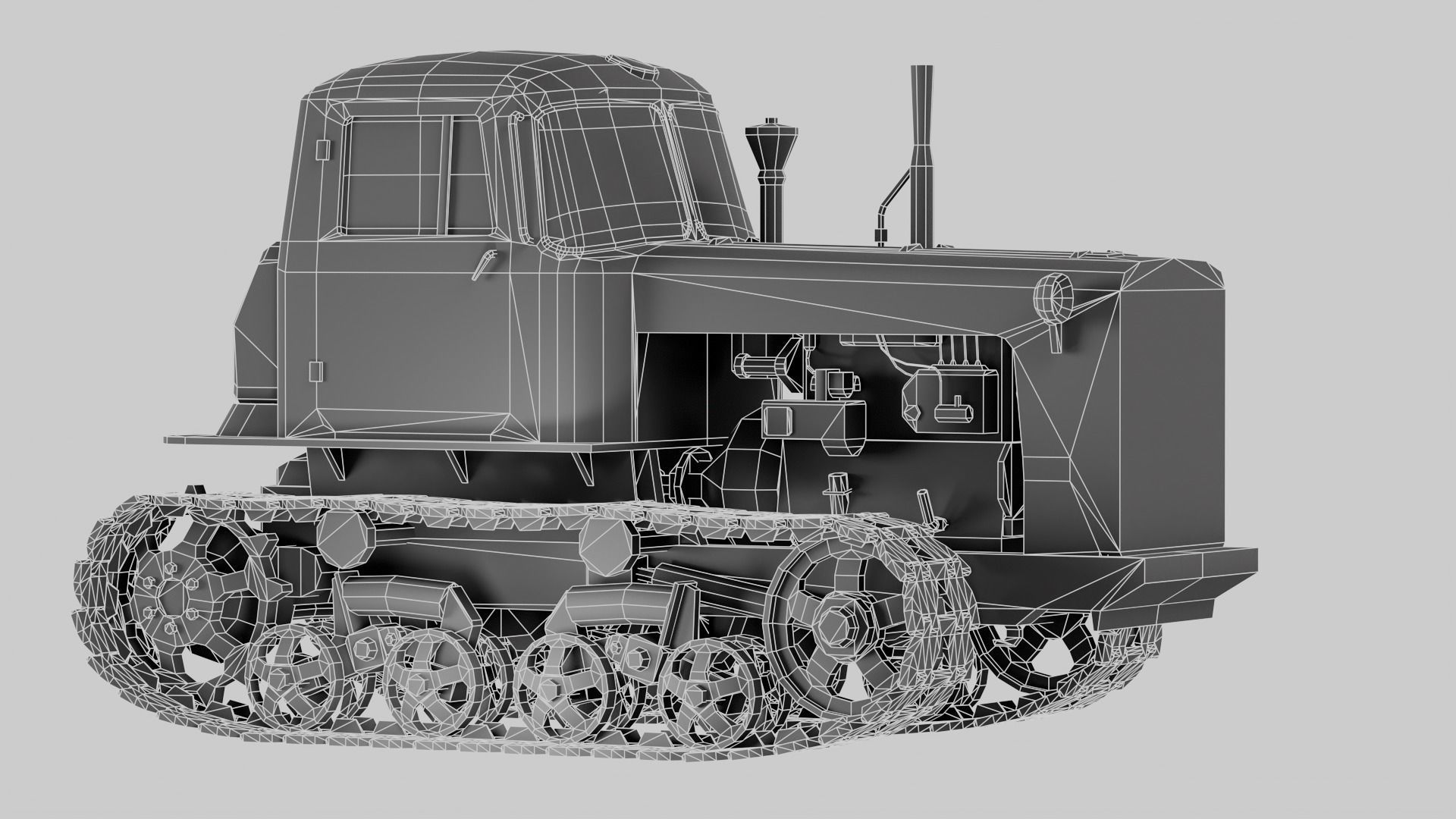 set of DT-75 rusted diesel tractor in 6 color variants iv7 Low-poly 3D model_56