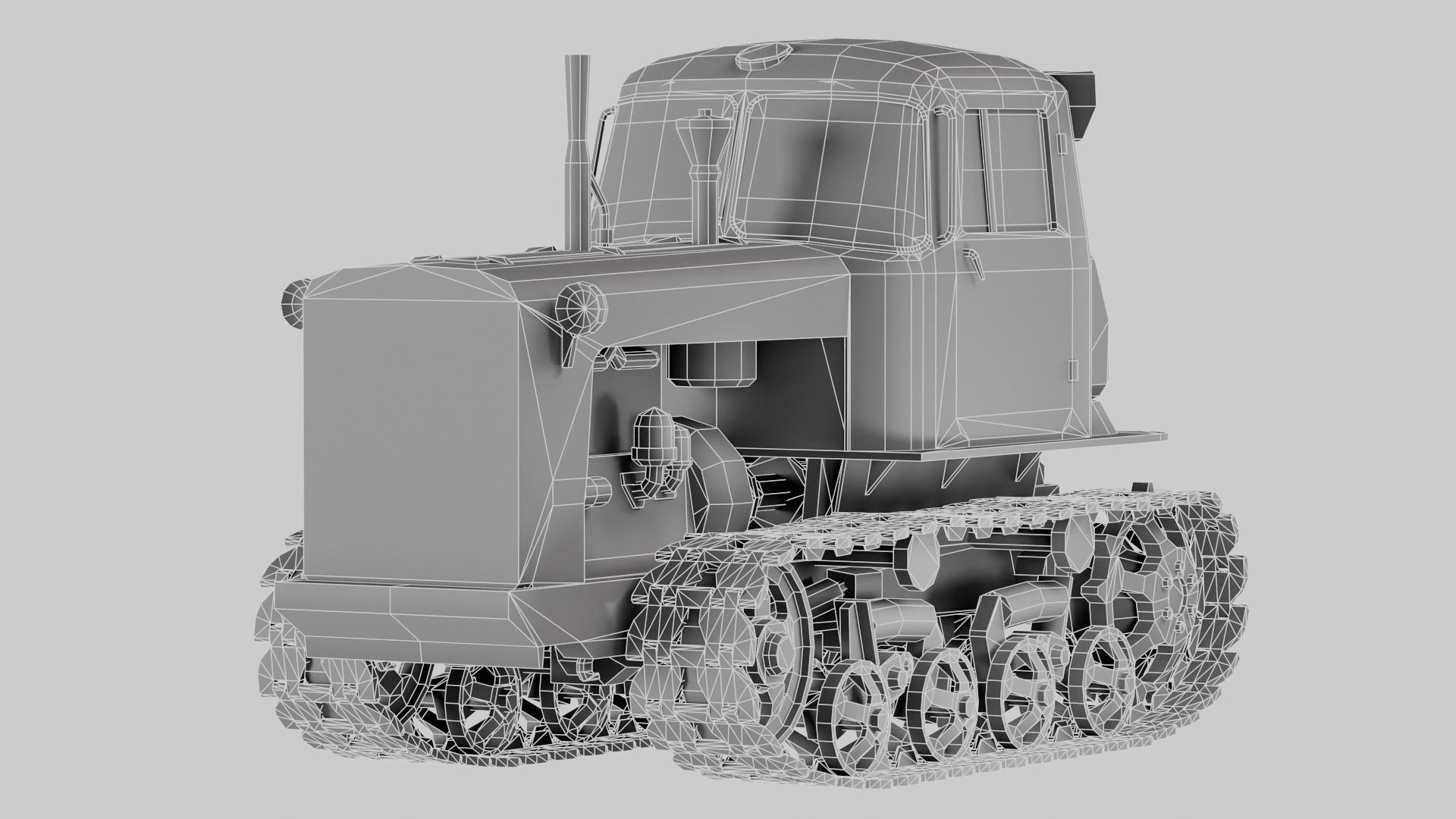 set of DT-75 rusted diesel tractor in 6 color variants iv7 Low-poly 3D model_52