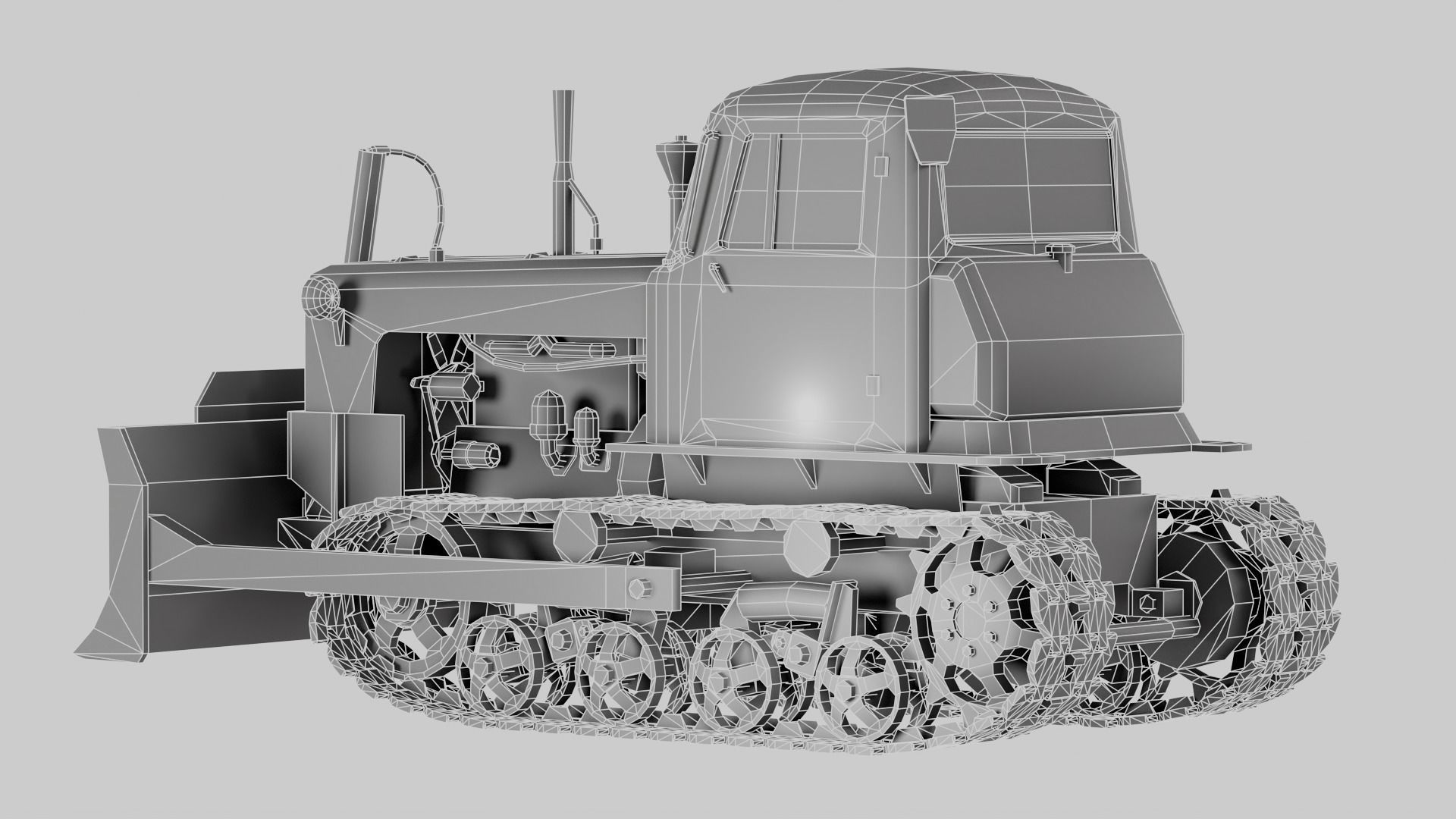 set of DT-75 rusted diesel tractor in 6 color variants iv7 Low-poly 3D model_47