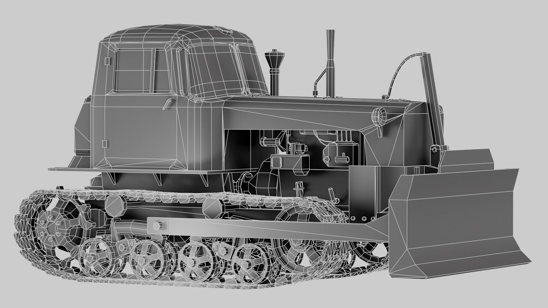 set of DT-75 rusted diesel tractor in 6 color variants iv7 Low-poly 3D model_54