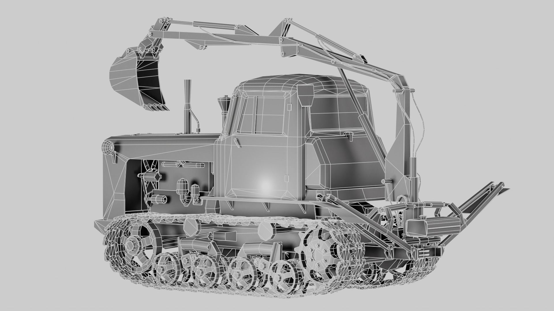 set of DT-75 rusted diesel tractor in 6 color variants iv7 Low-poly 3D model_48