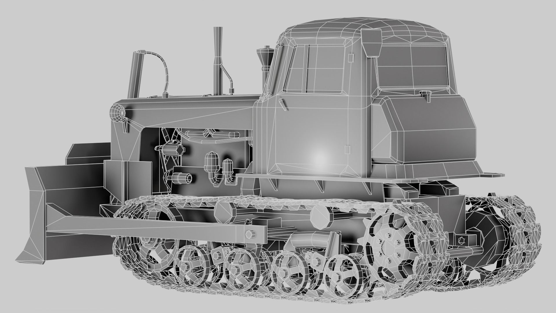 set of DT-75 rusted diesel tractor in 6 color variants iv7 Low-poly 3D model_49