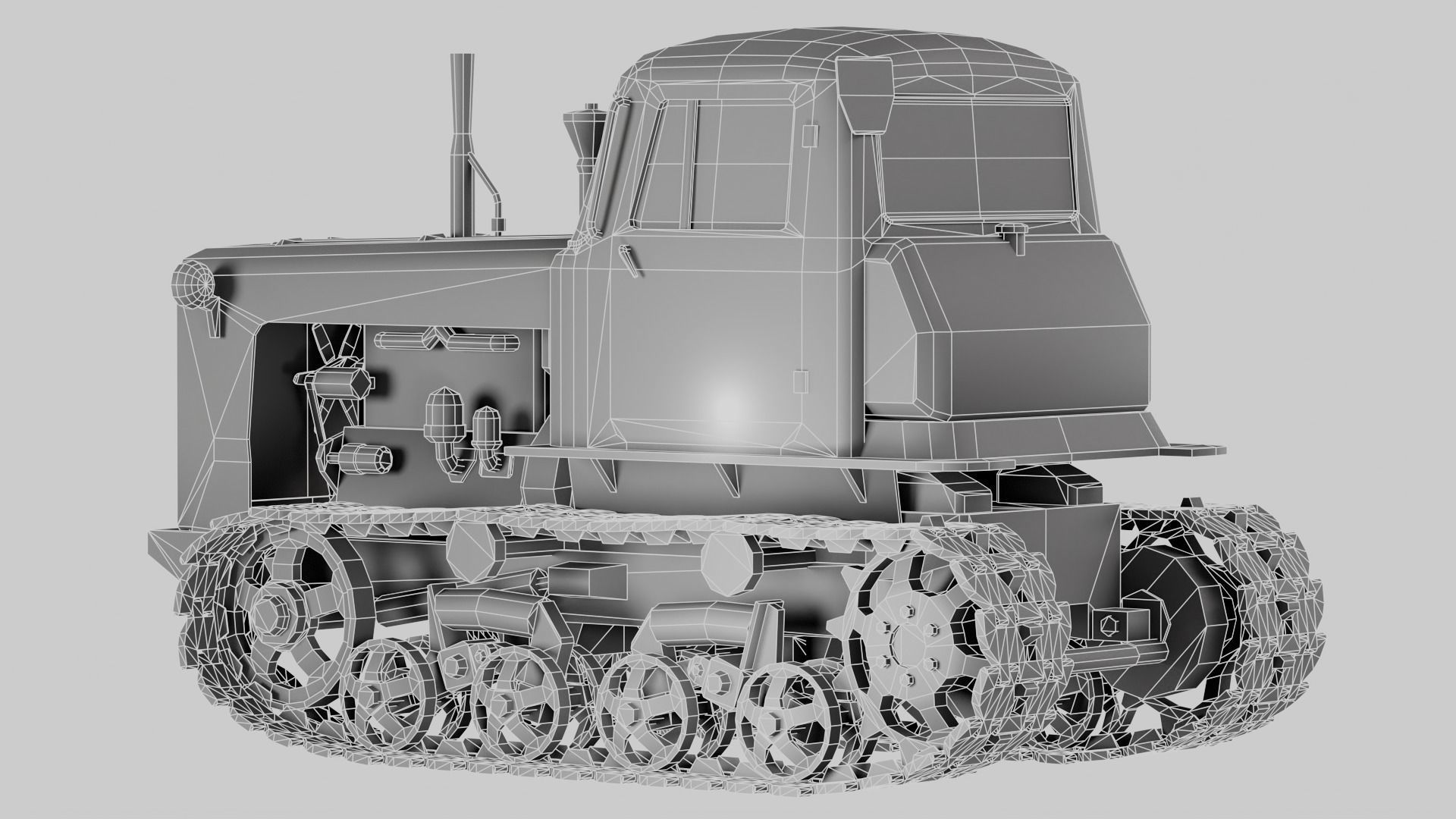 set of DT-75 rusted diesel tractor in 6 color variants iv7 Low-poly 3D model_50