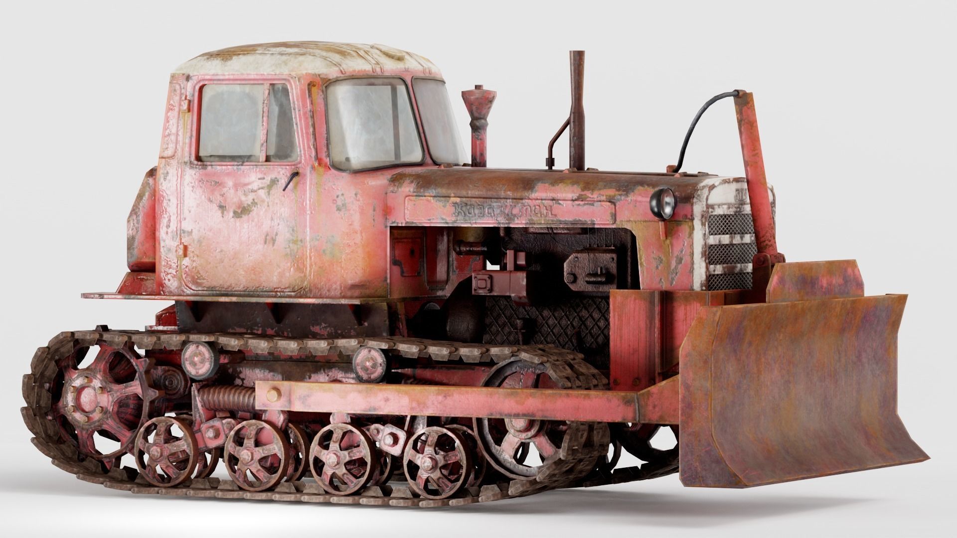 set of DT-75 rusted diesel tractor in 6 color variants iv7 Low-poly 3D model_44
