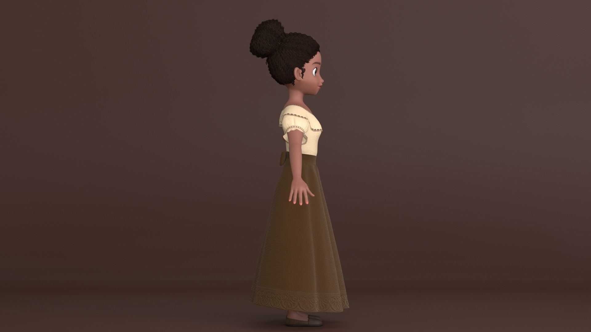 Tiana Cartoon Women Character 3D model_14