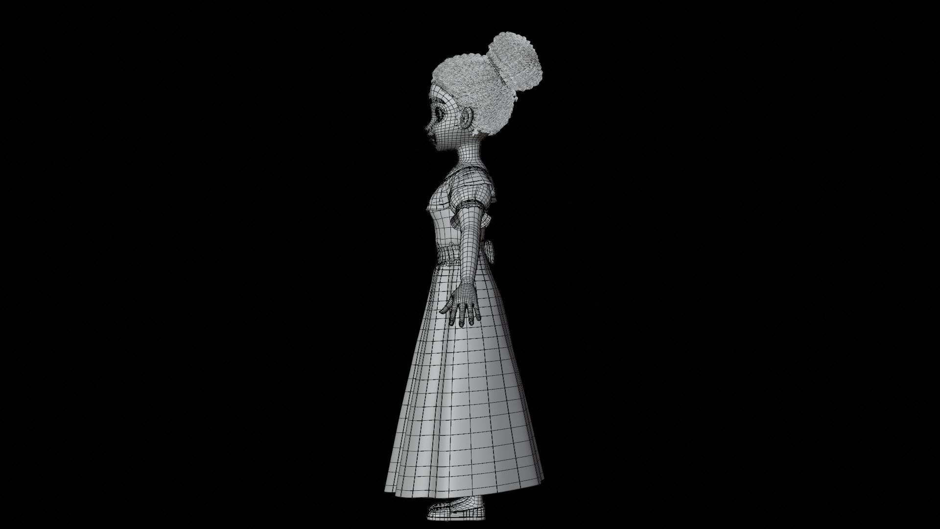 Tiana Cartoon Women Character 3D model_20