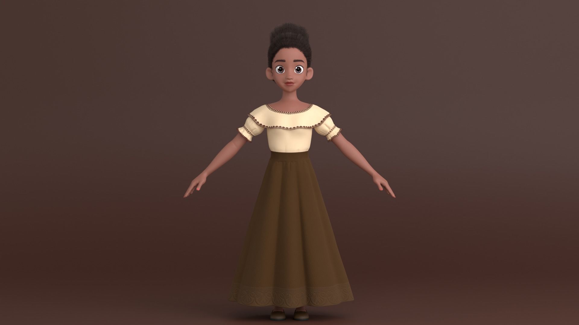 Tiana Cartoon Women Character 3D model_5