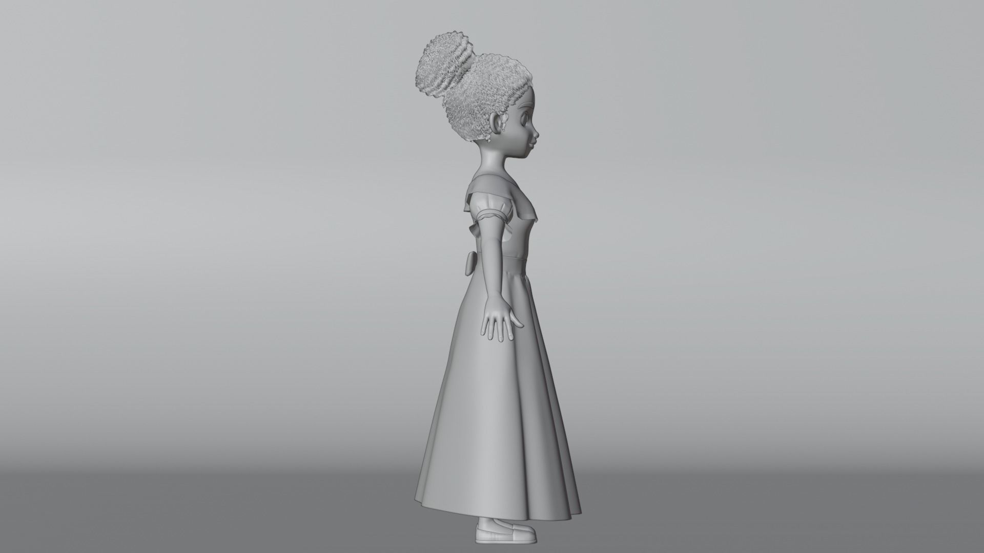 Tiana Cartoon Women Character 3D model_10