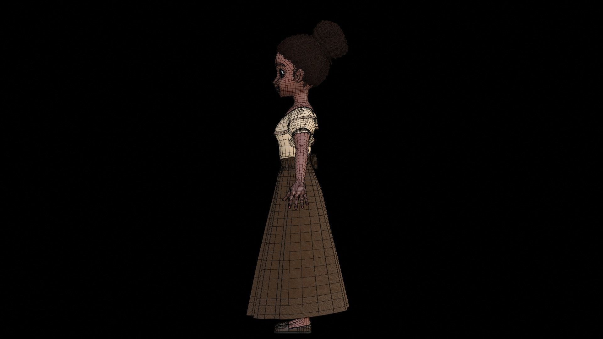 Tiana Cartoon Women Character 3D model_24