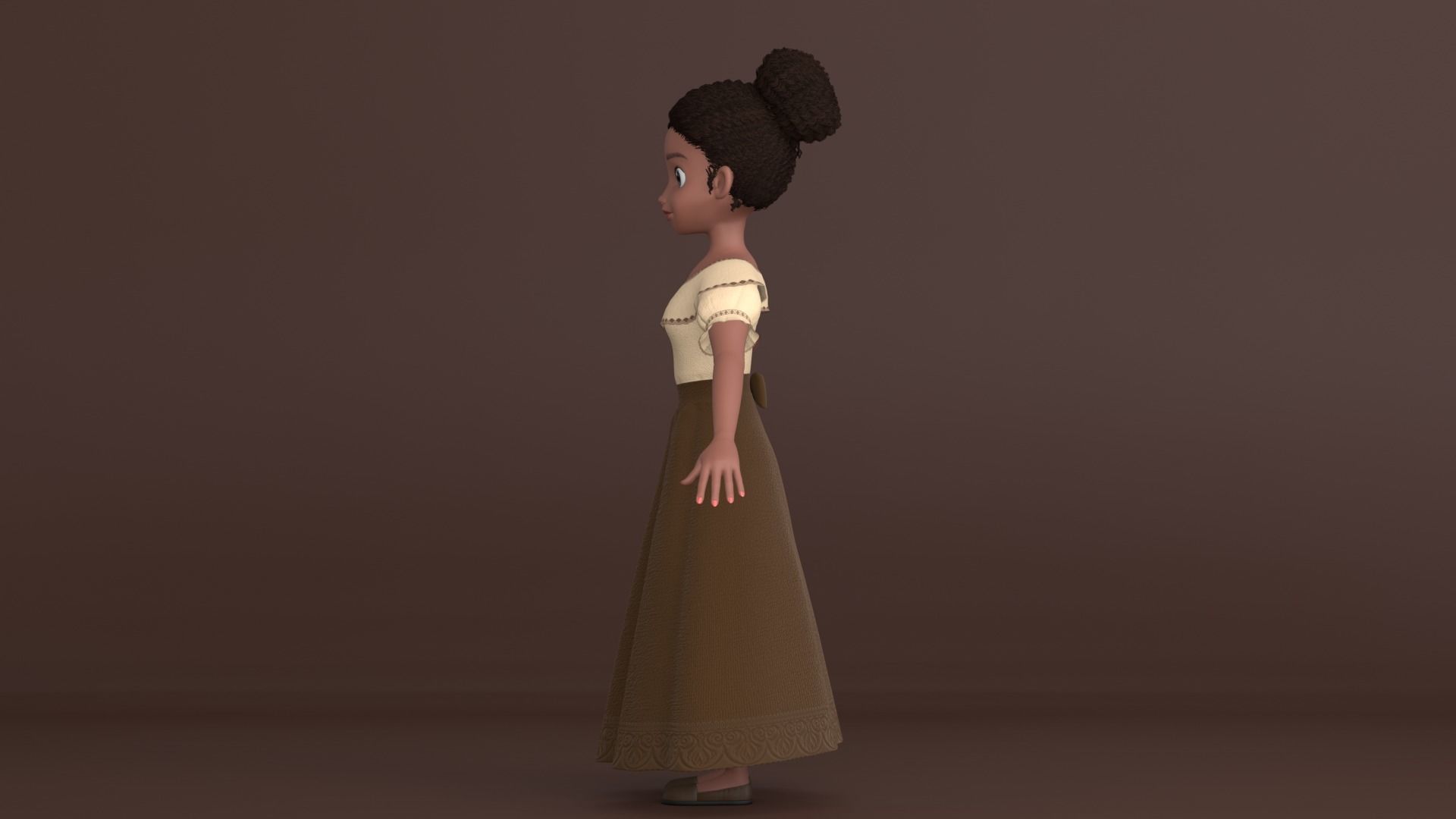 Tiana Cartoon Women Character 3D model_15