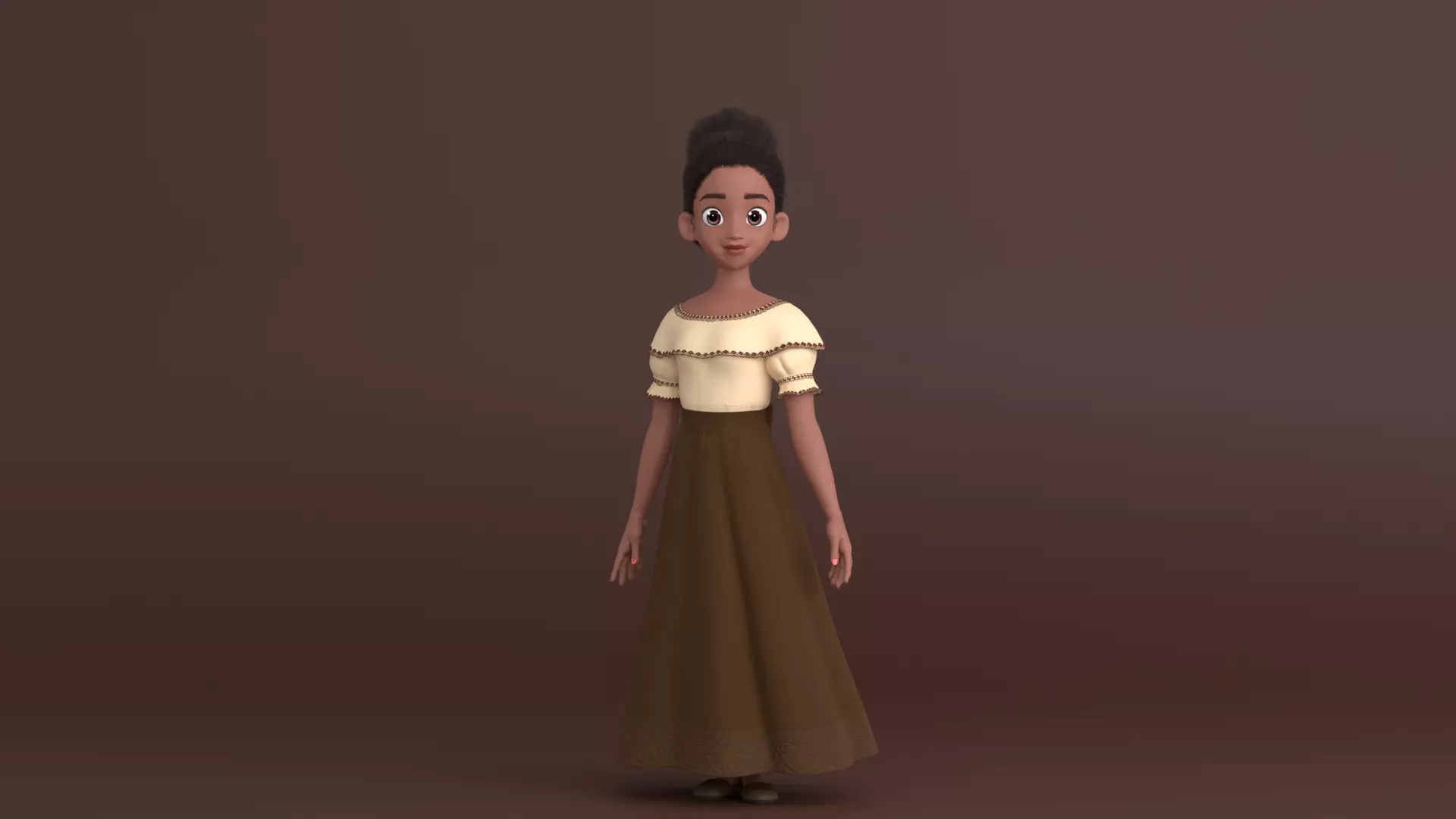 Tiana Cartoon Women Character 3D model_0