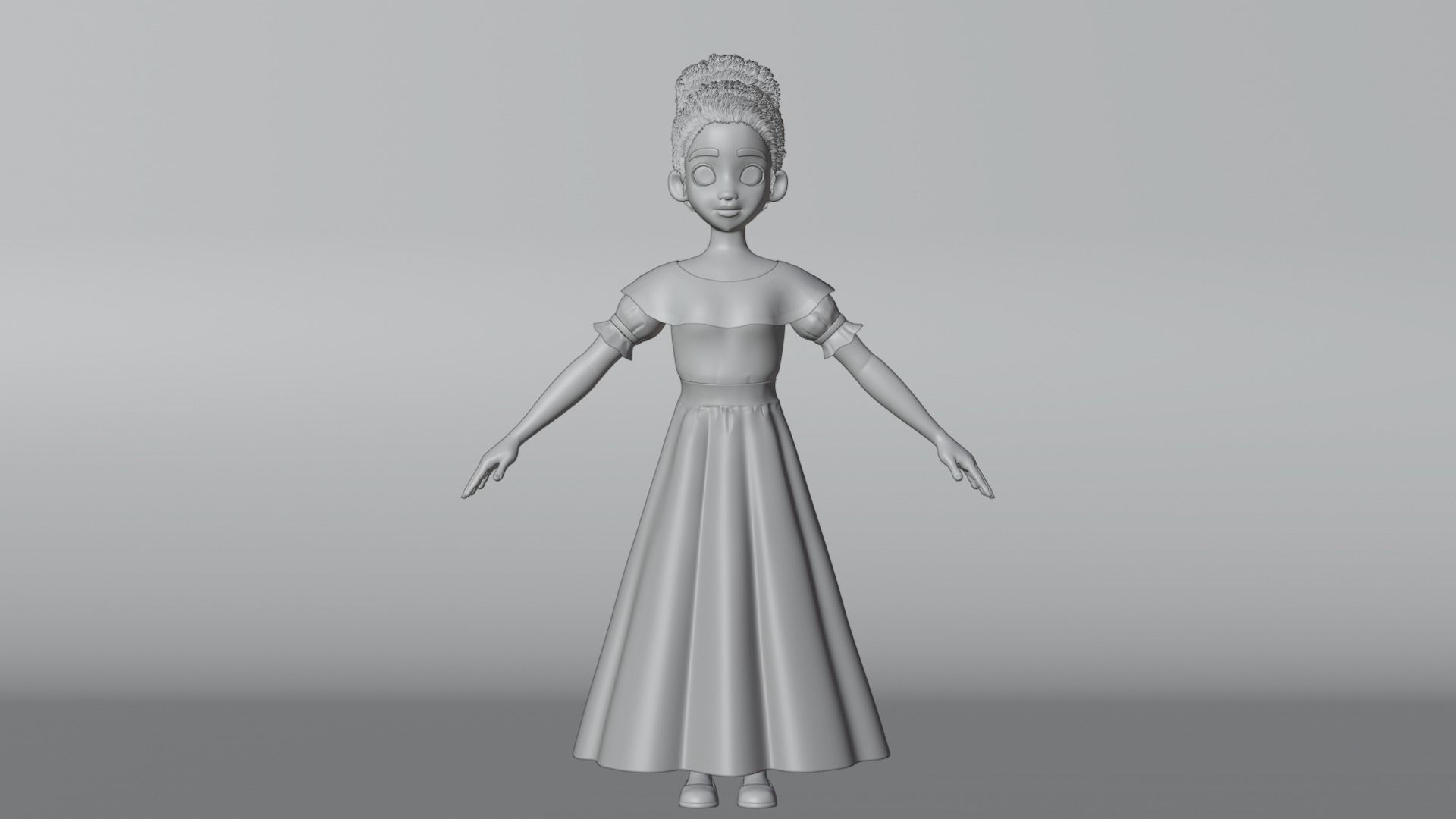 Tiana Cartoon Women Character 3D model_9