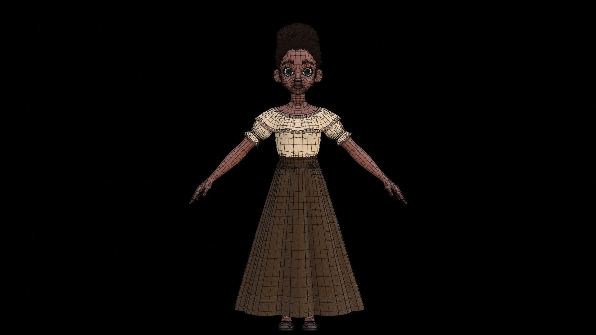 Tiana Cartoon Women Character 3D model_21