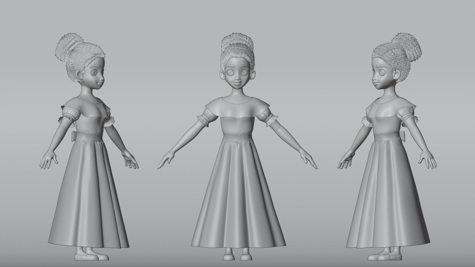 Tiana Cartoon Women Character 3D model_3