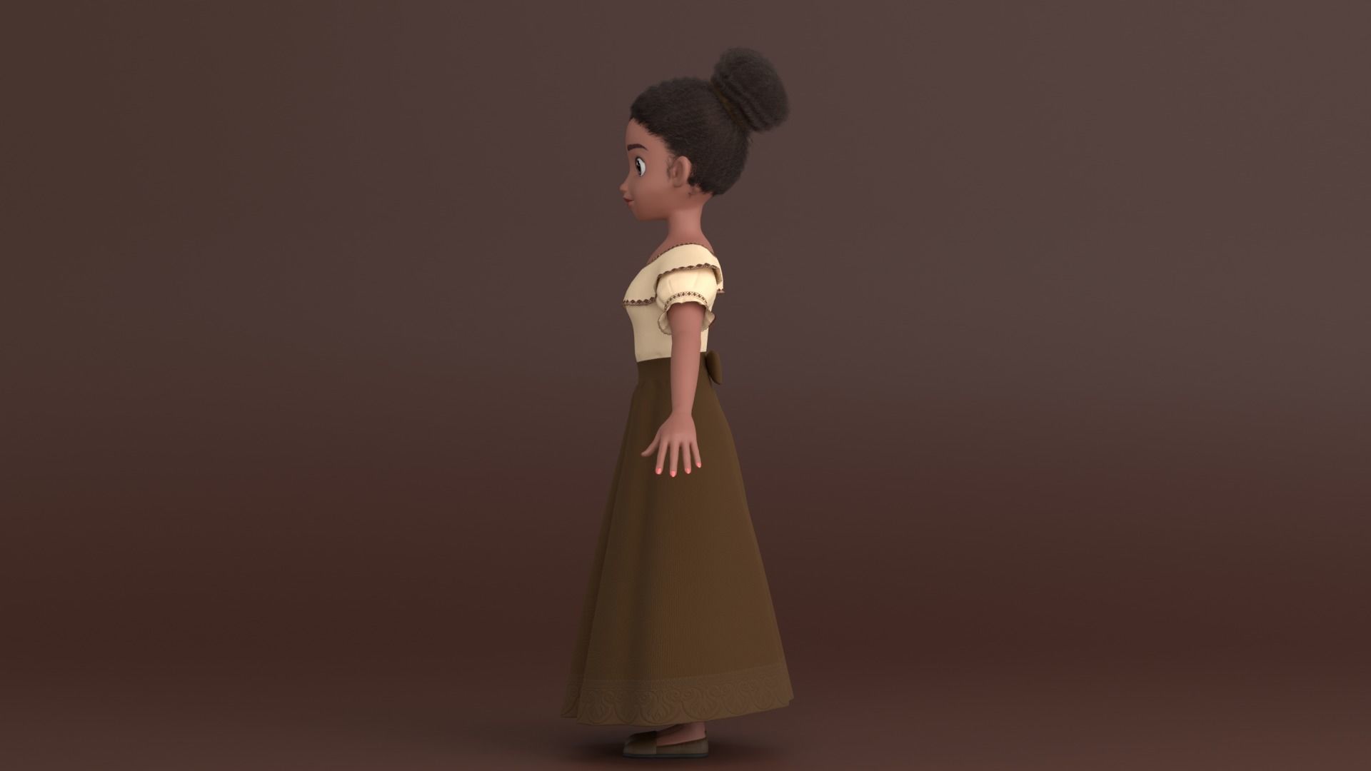 Tiana Cartoon Women Character 3D model_8