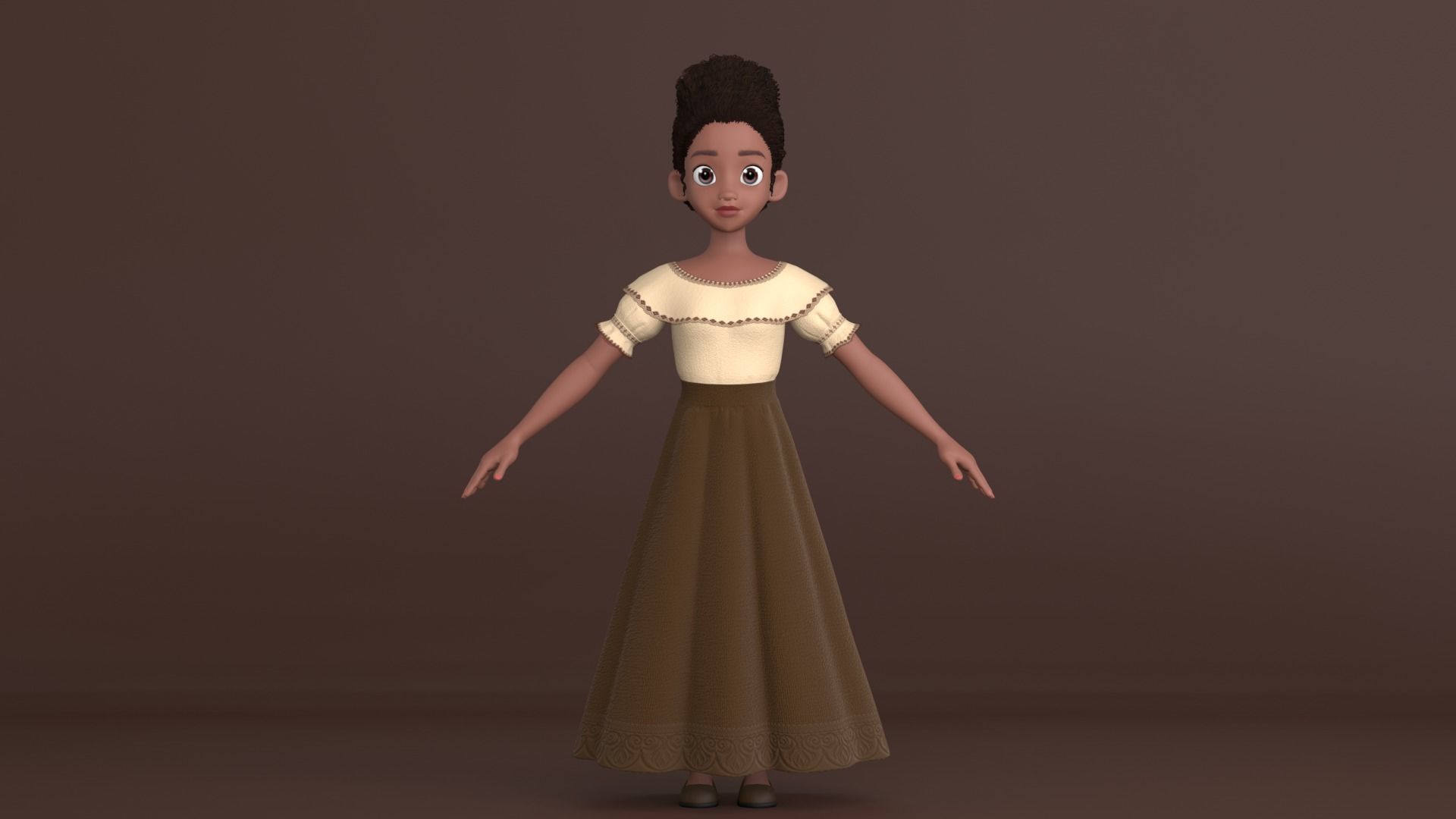 Tiana Cartoon Women Character 3D model_13