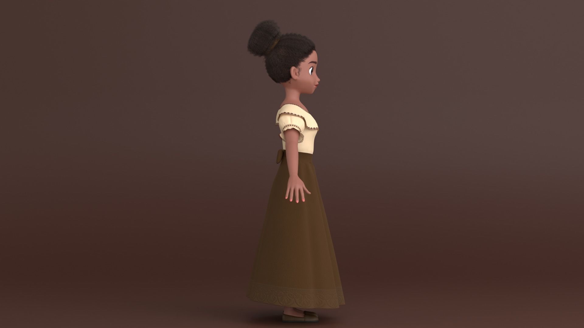 Tiana Cartoon Women Character 3D model_6