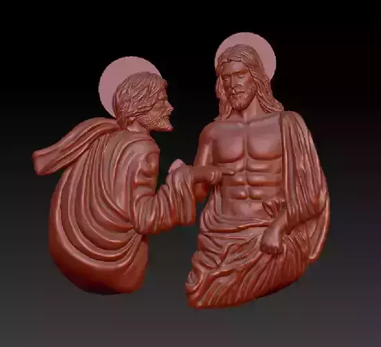 Jesus two statues of and john baptist