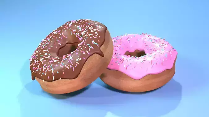 Donut 3D model two donuts