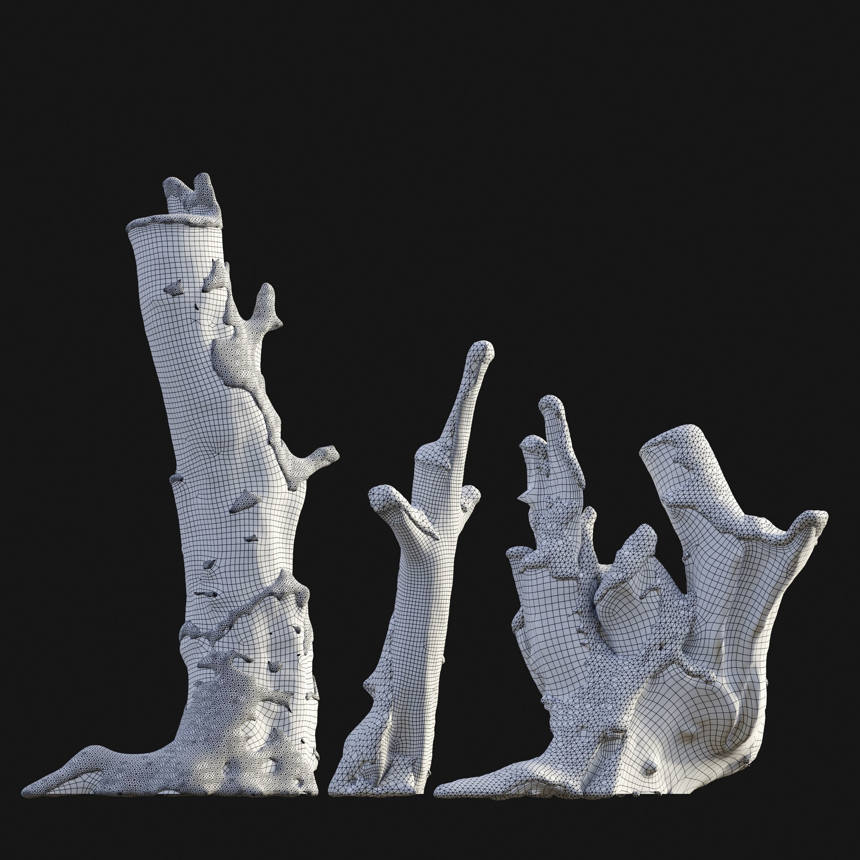 Tree stump in winter pack 01 3D model_6