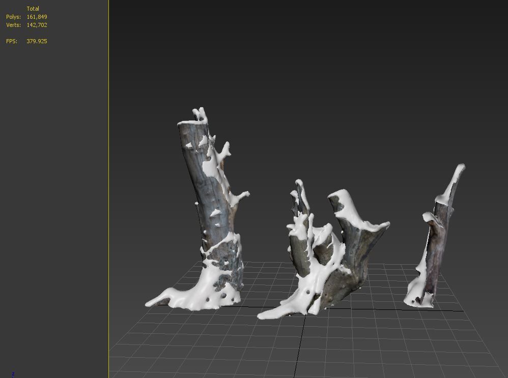 Tree stump in winter pack 01 3D model_7