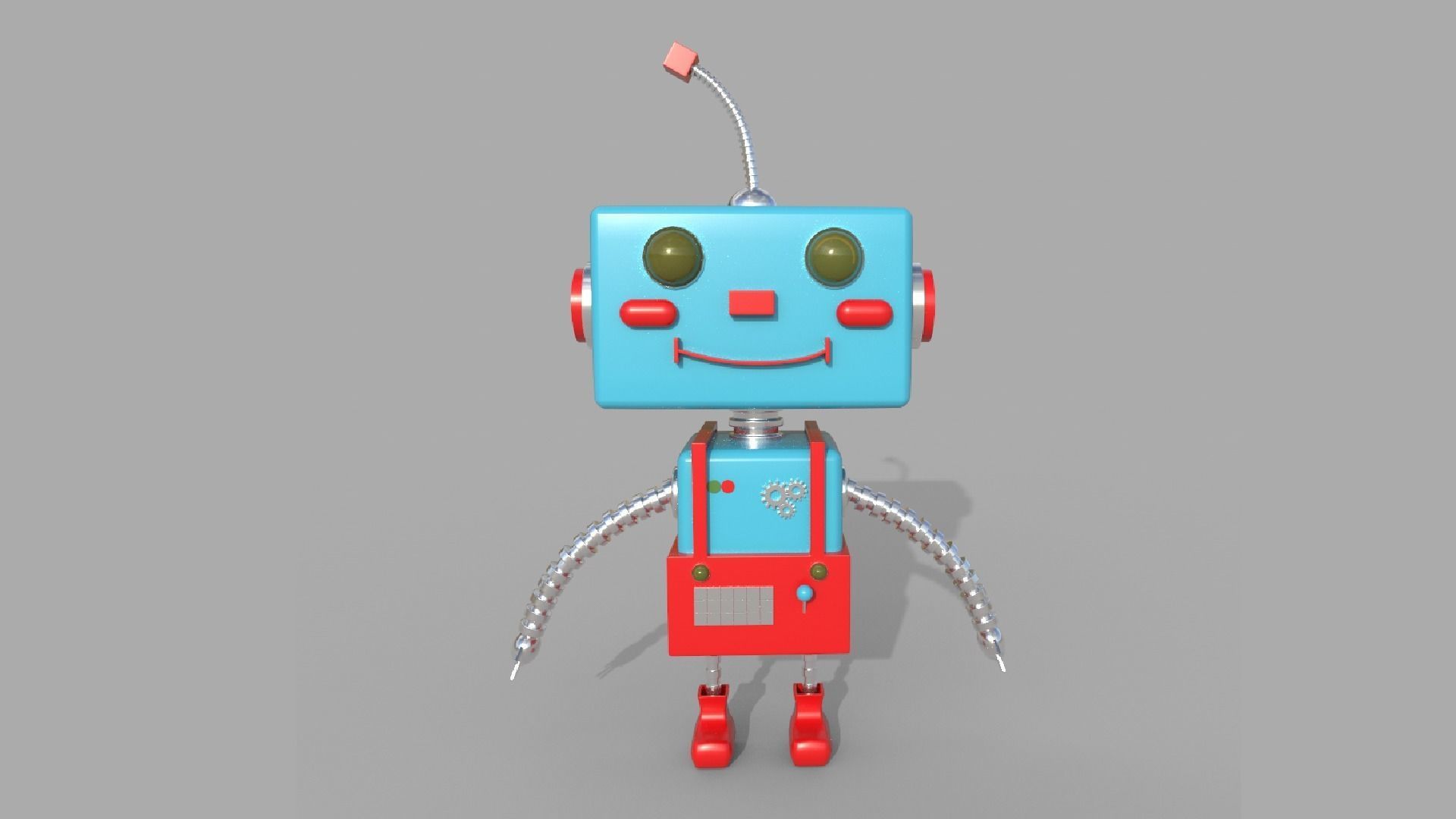 Robotic toy robot Low-poly 3D model_8