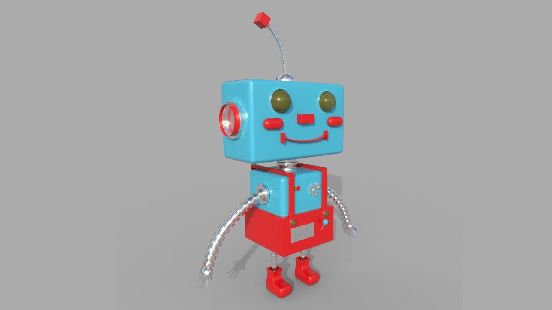 Robotic toy robot Low-poly 3D model_7