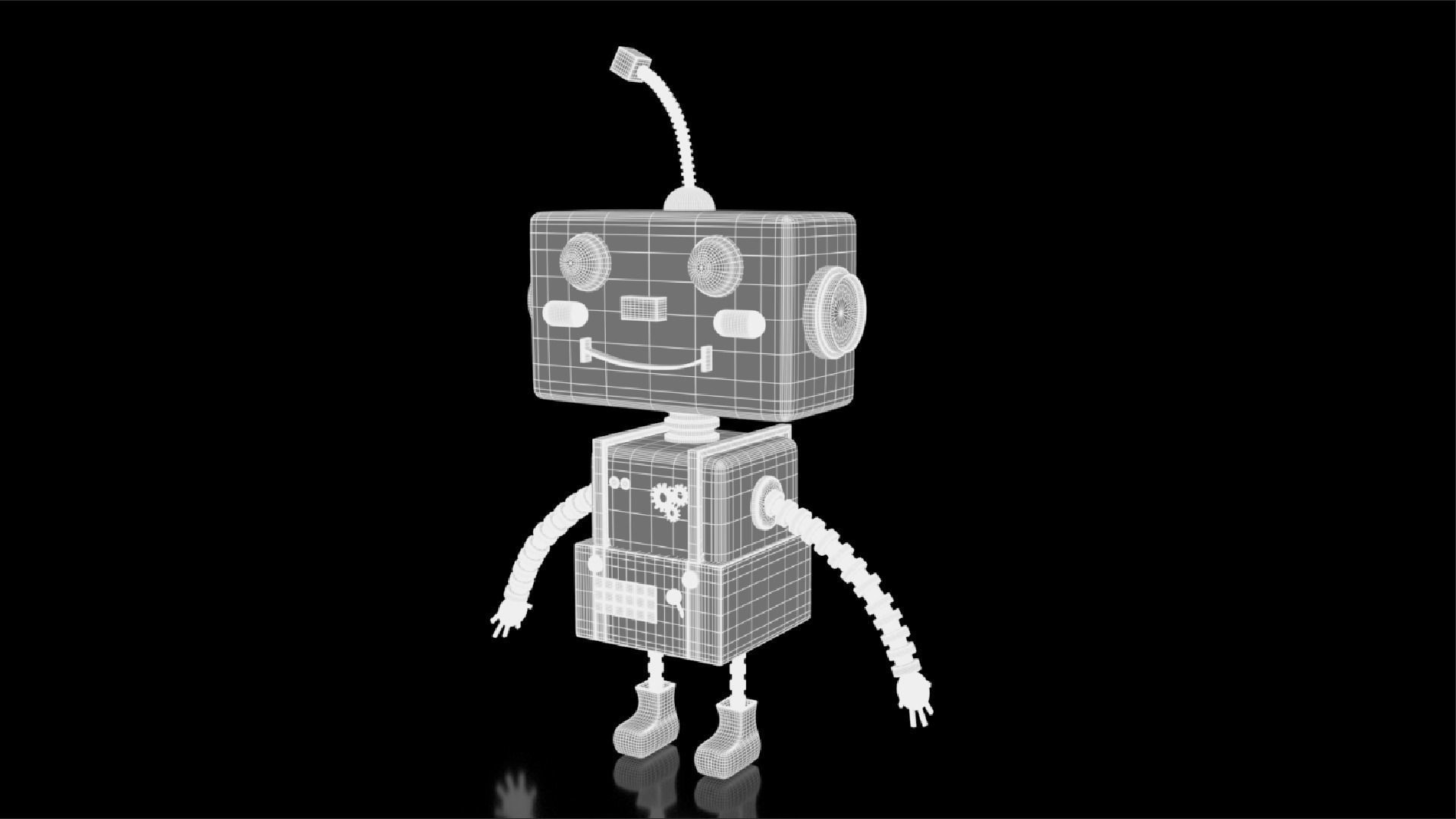Robotic toy robot Low-poly 3D model_10