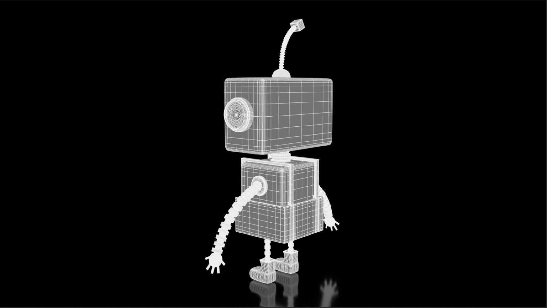 Robotic toy robot Low-poly 3D model_12