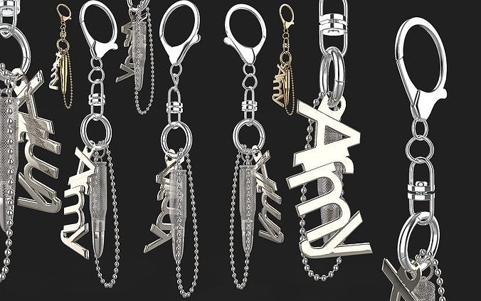 Army Key Tag Low-poly 3D model