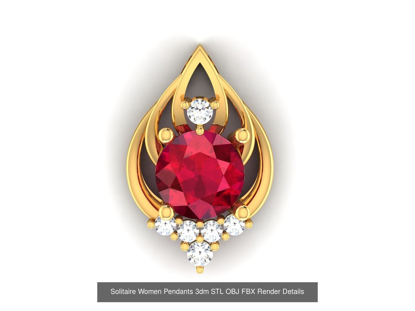 100 Diamond Pendant 3dm STL FBX OBJ Render Details Collection _73