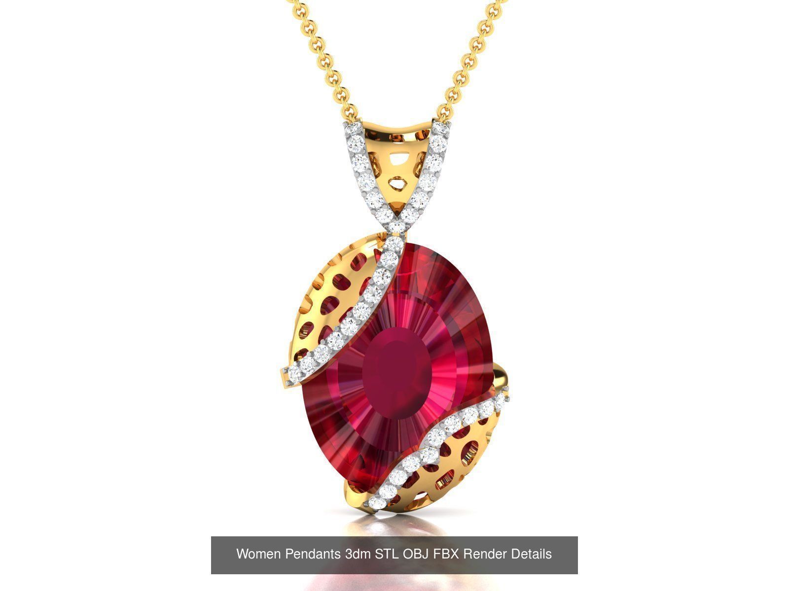 100 Diamond Pendant 3dm STL FBX OBJ Render Details Collection _91