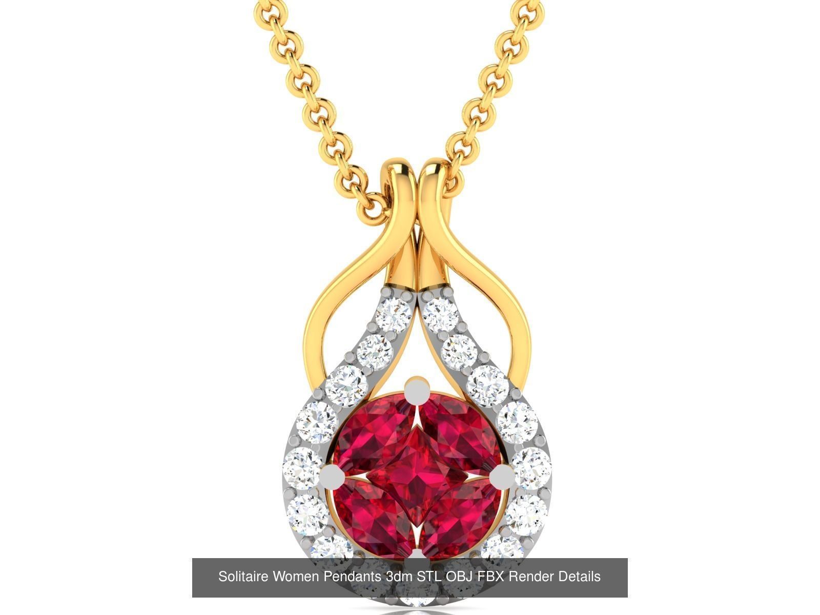 100 Diamond Pendant 3dm STL FBX OBJ Render Details Collection _62