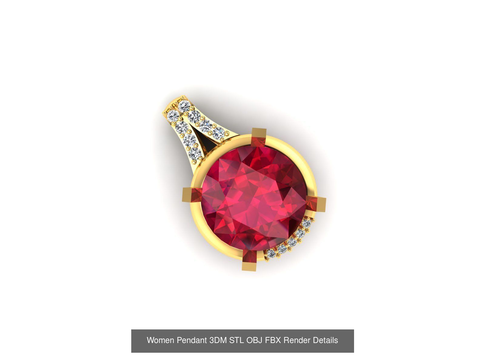 100 Diamond Pendant 3dm STL FBX OBJ Render Details Collection _36