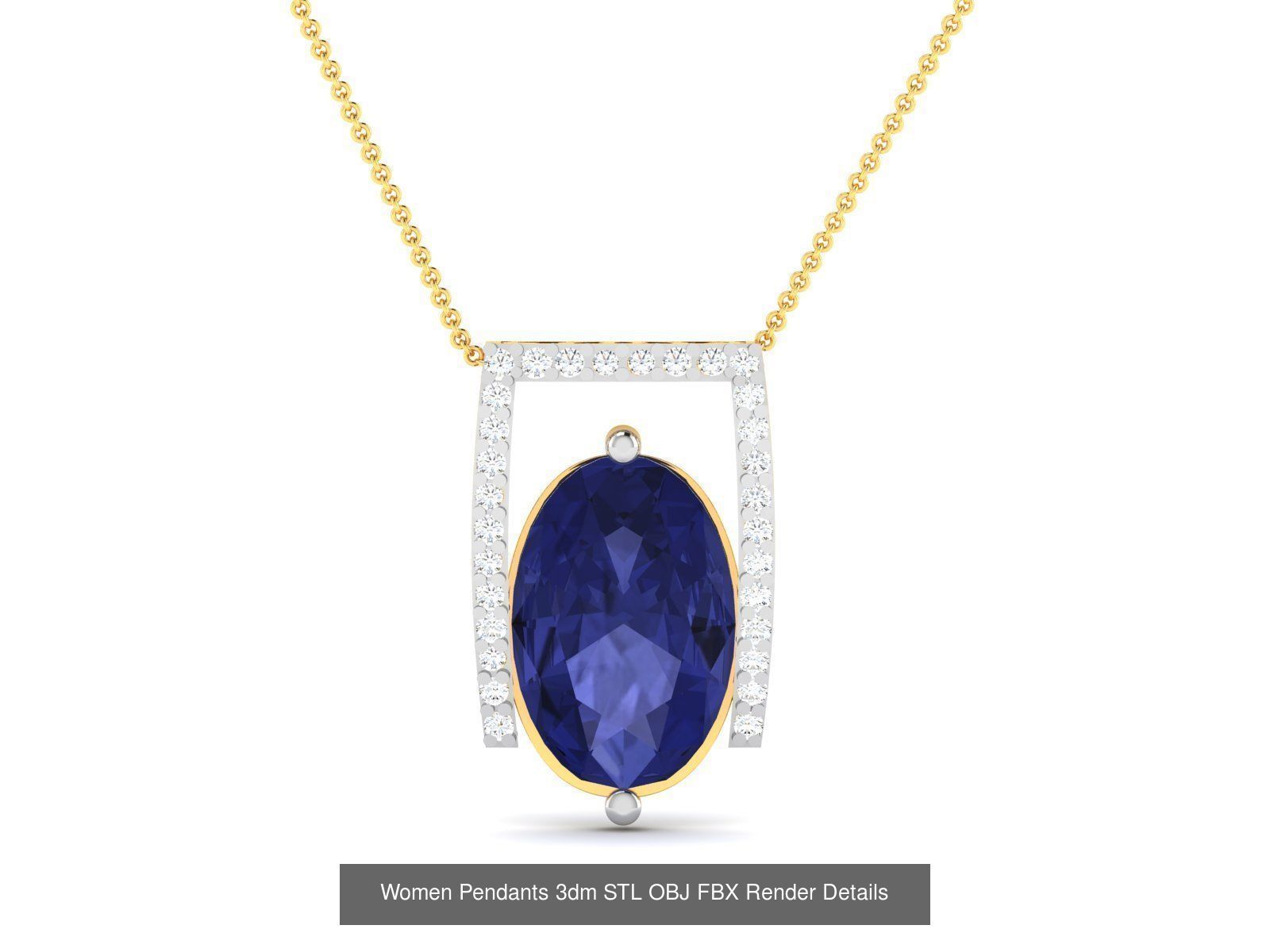 100 Diamond Pendant 3dm STL FBX OBJ Render Details Collection _93