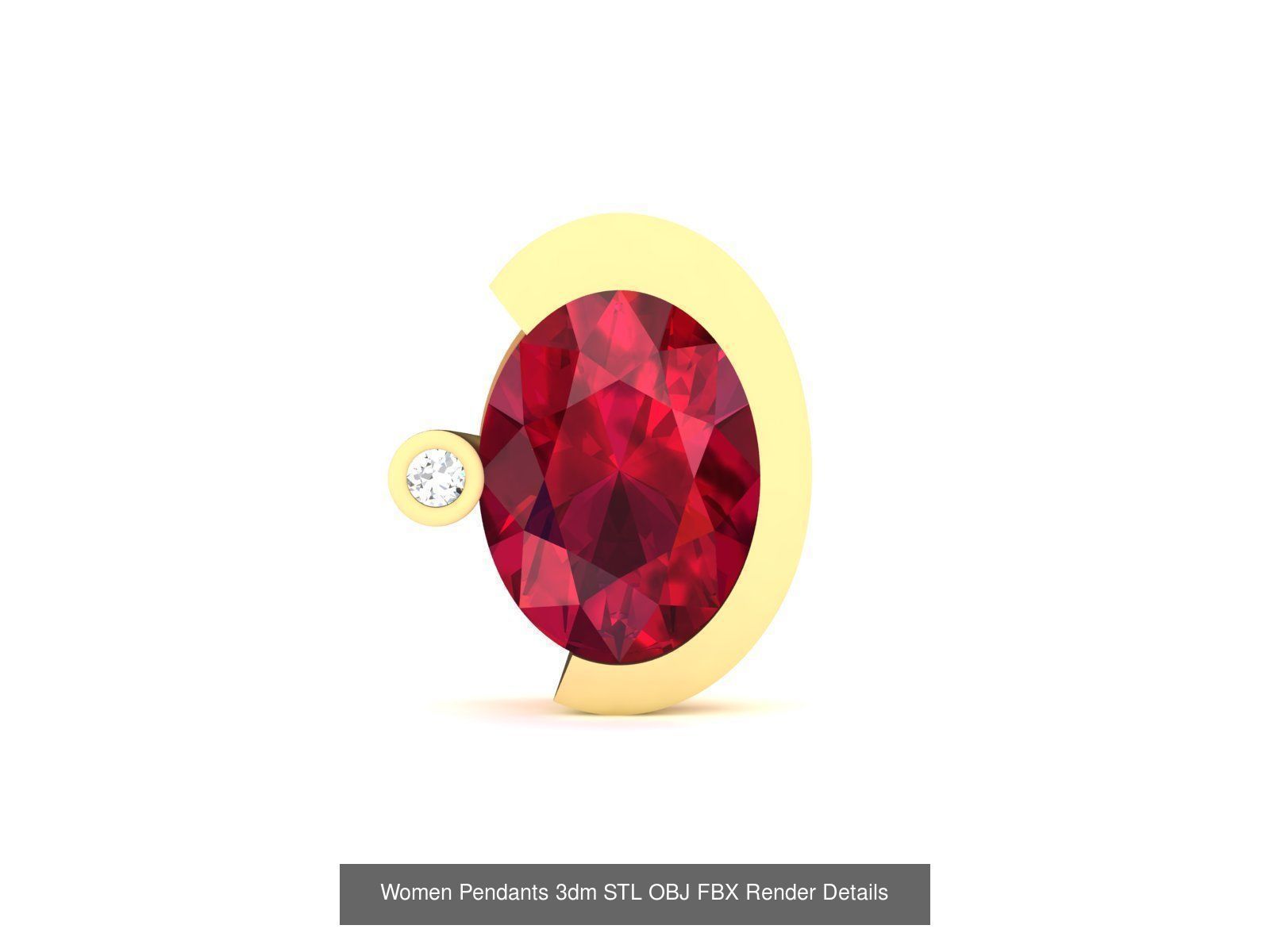 100 Diamond Pendant 3dm STL FBX OBJ Render Details Collection _108