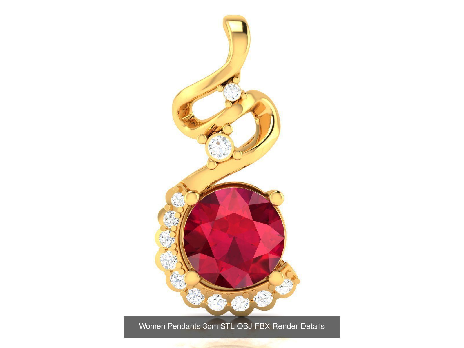 100 Diamond Pendant 3dm STL FBX OBJ Render Details Collection _99