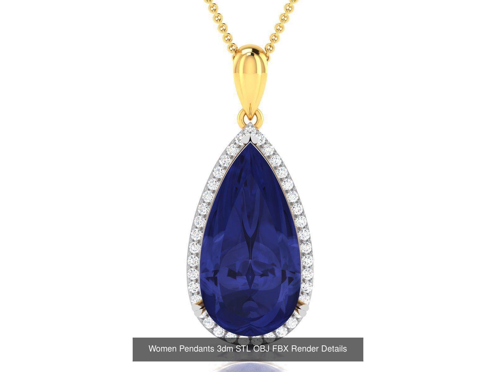 100 Diamond Pendant 3dm STL FBX OBJ Render Details Collection _90
